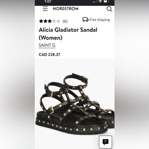 Saint g gladiator sandals size 8 new never worn black with gold